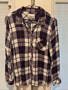 Rails Navy, White & Pink Plaid Button-Down Shirt